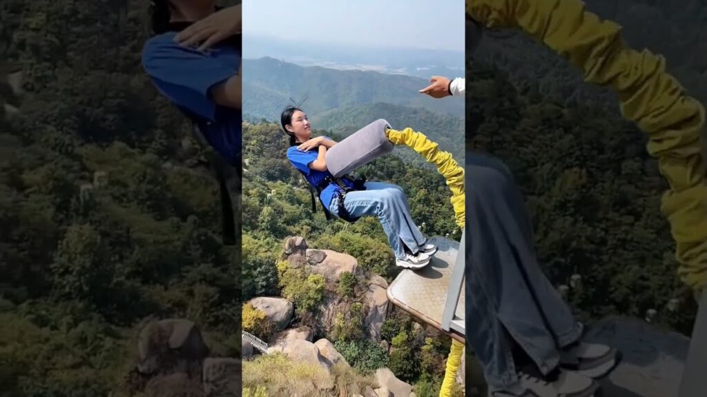 Bungee 🥱Jumping With Rope In Beautiful Place Adventures #bungeejumping  #shorts #vlog